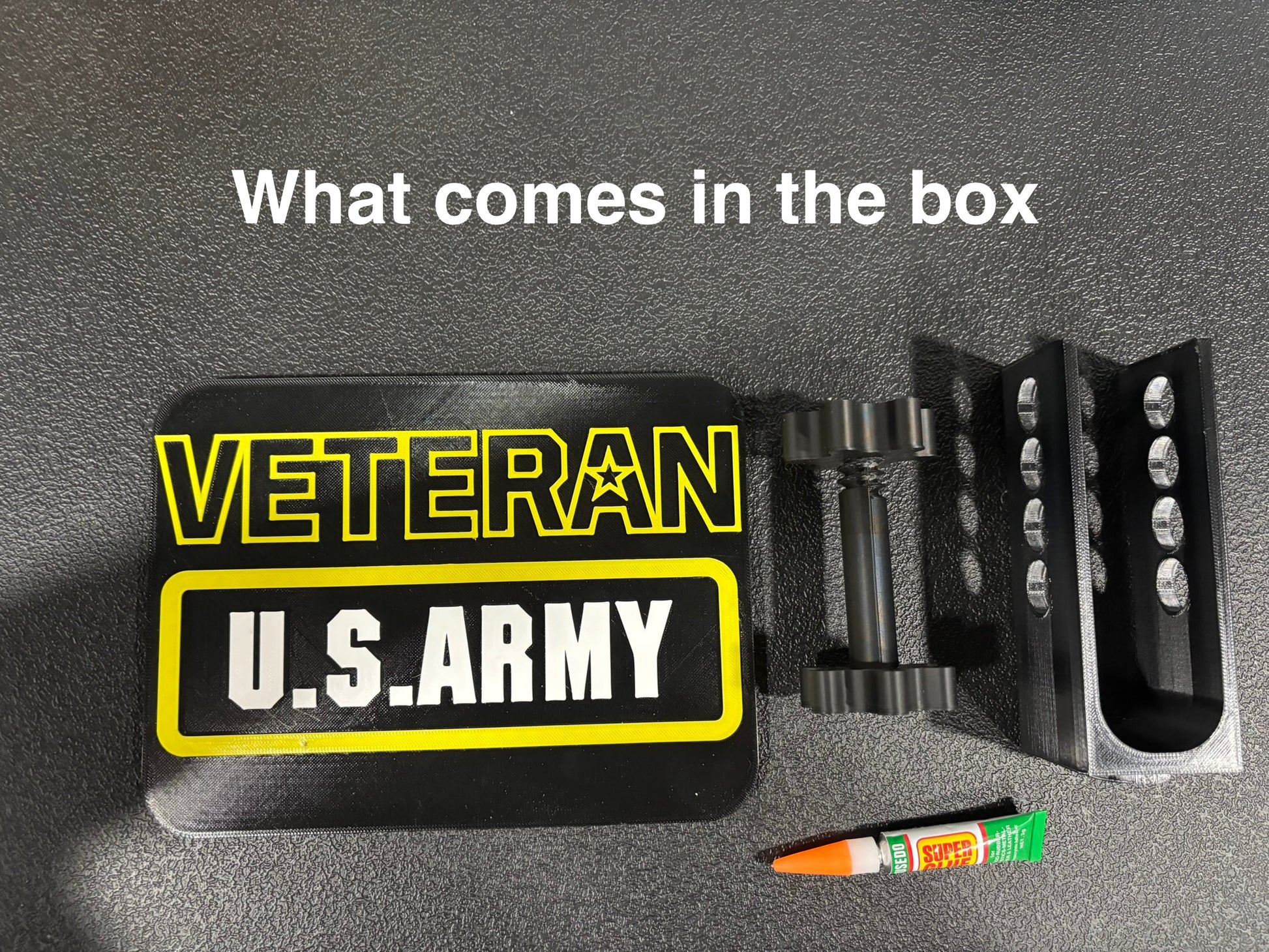 US Army Veteran in Black Hitch Cover