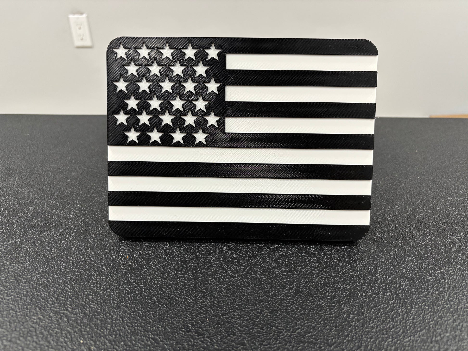 Patriotic Black & White American Flag Hitch Cover