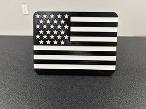 Patriotic Black & White American Flag Hitch Cover