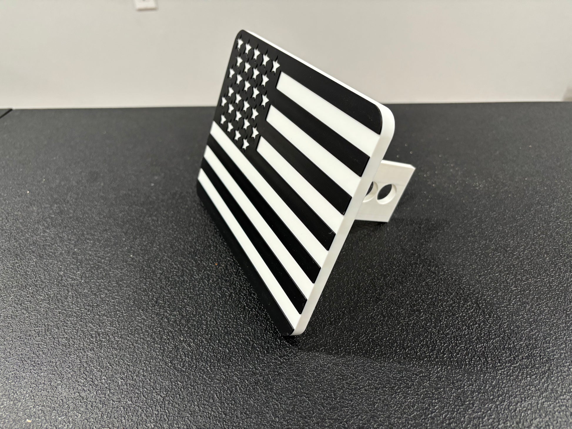 Patriotic Black & White American Flag Hitch Cover