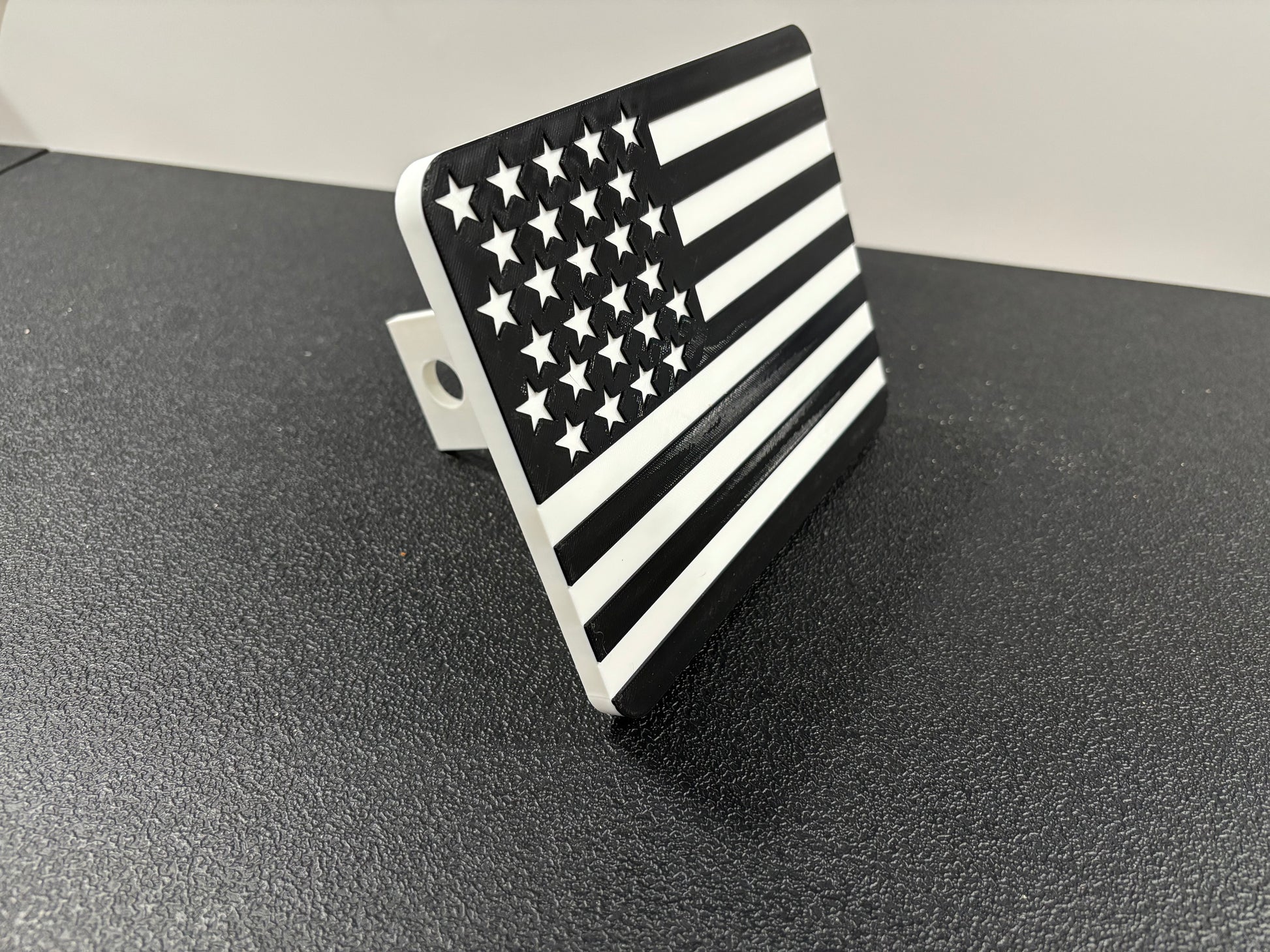Patriotic Black & White American Flag Hitch Cover