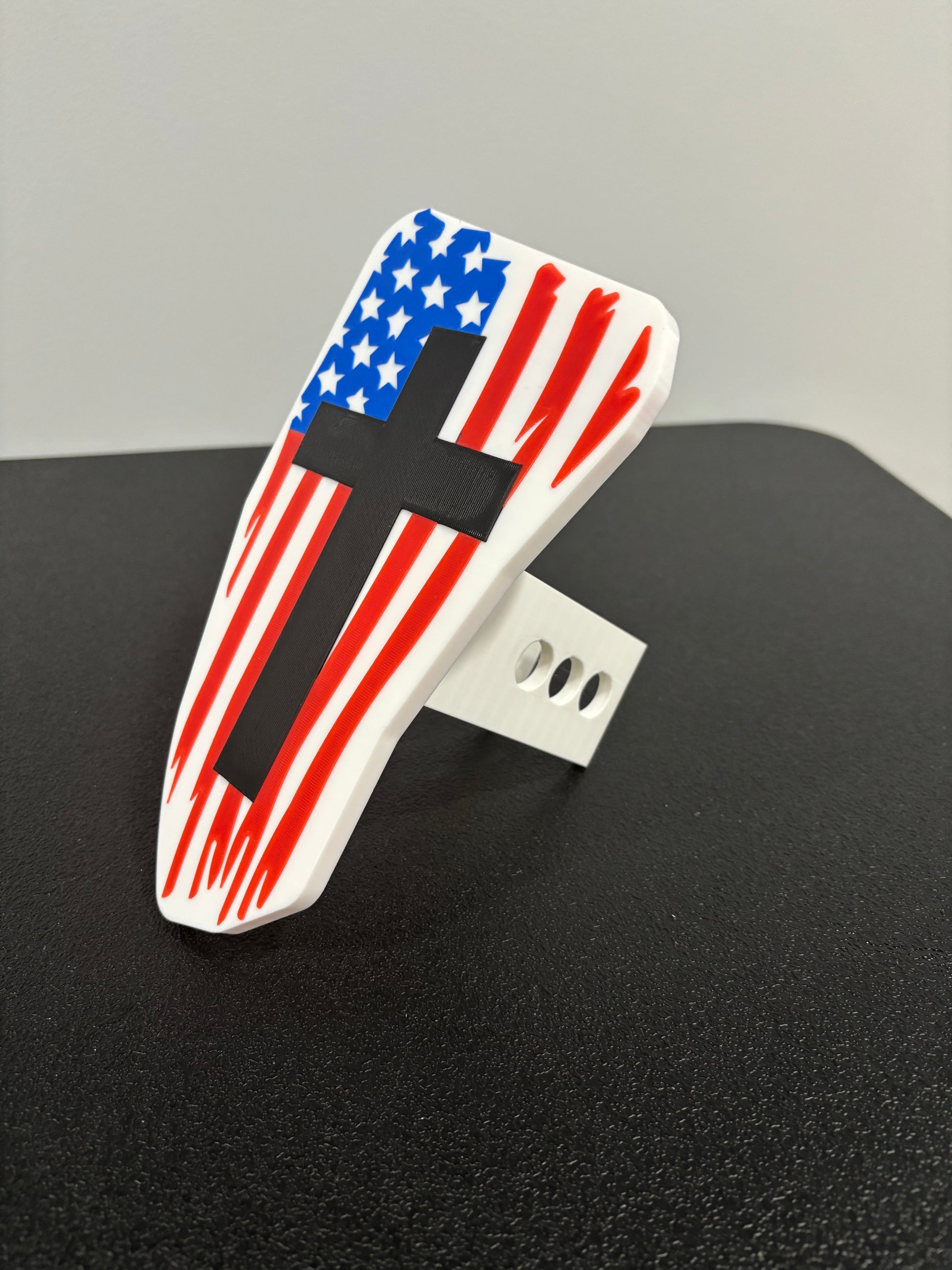 Patriotic and Religious American Flag with Cross Hitch Cover