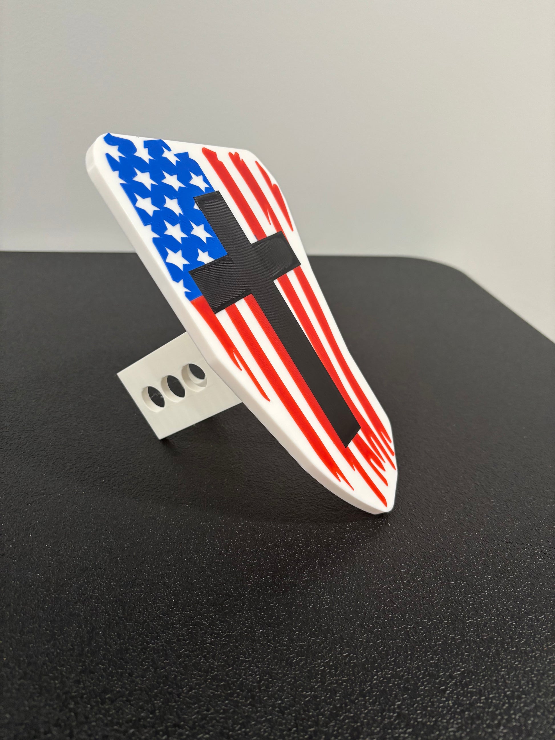 Patriotic and Religious American Flag with Cross Hitch Cover