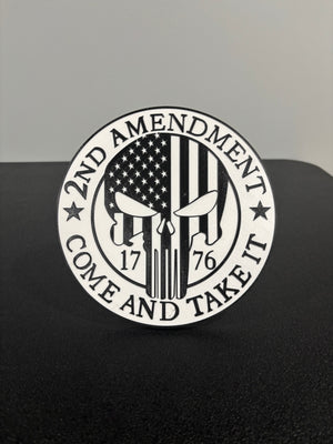 Patriotic Come & Take It Skull 1776 in White Hitch Accessory