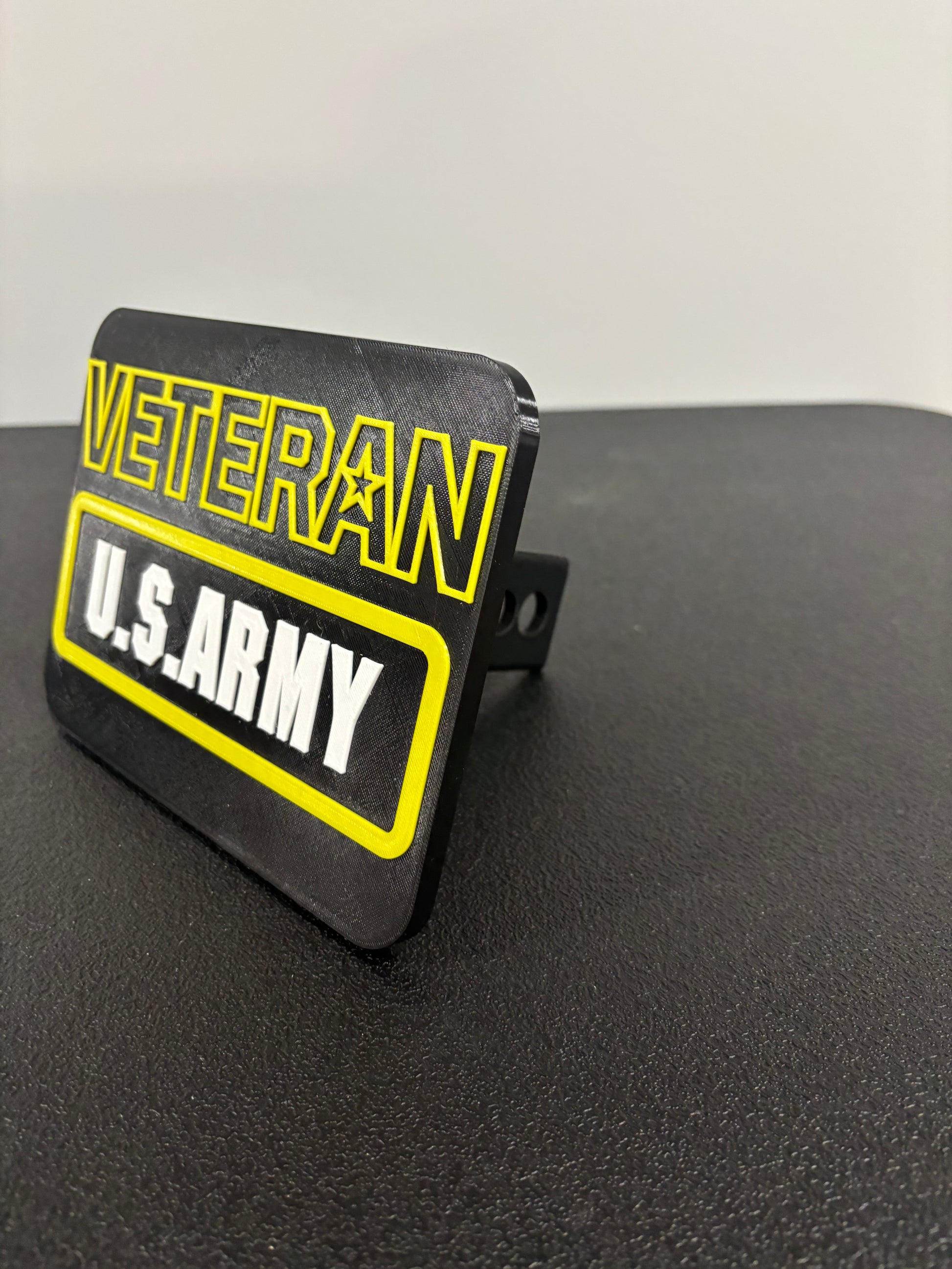 US Army Veteran in Black Hitch Cover