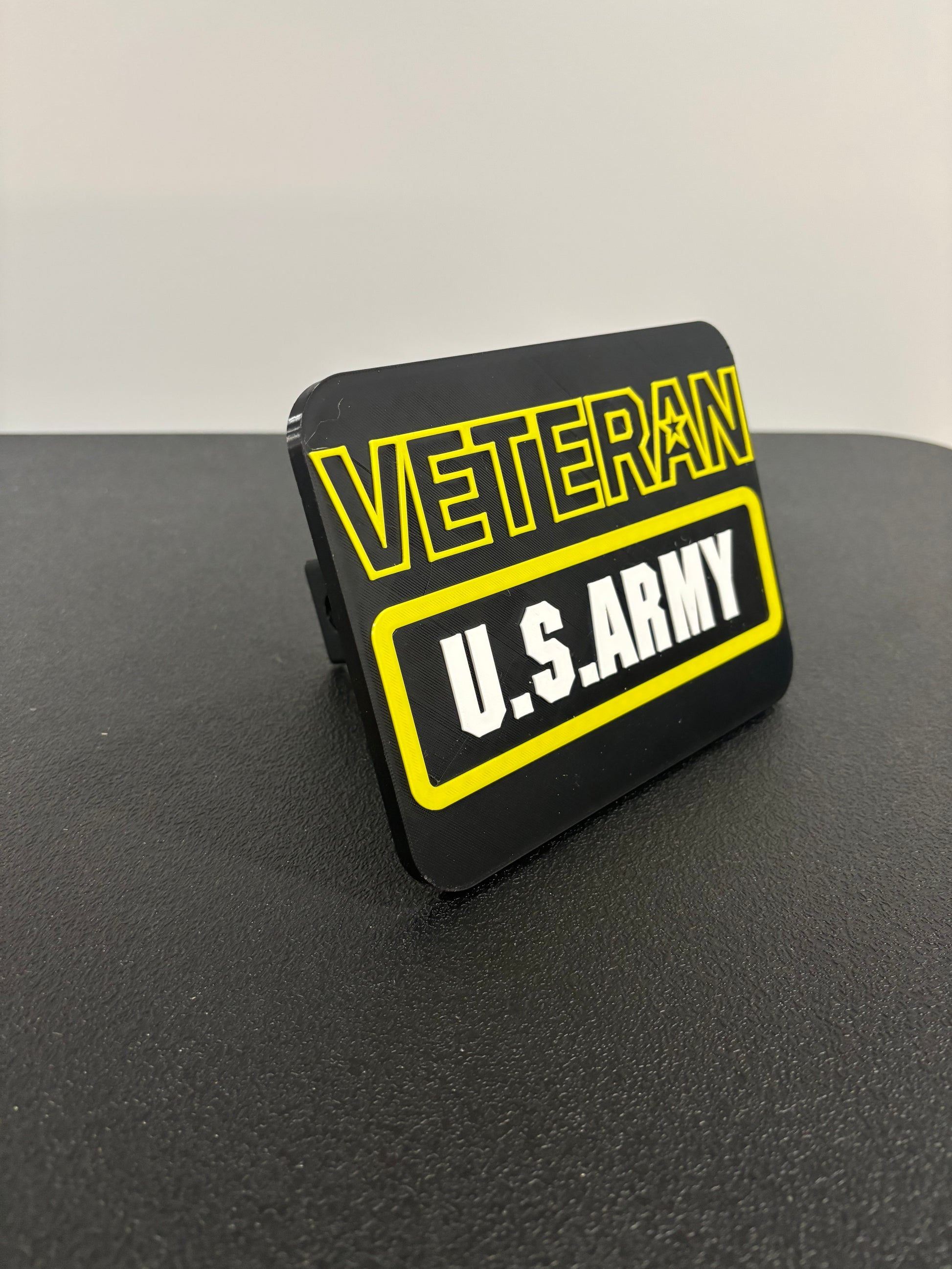 US Army Veteran in Black Hitch Cover