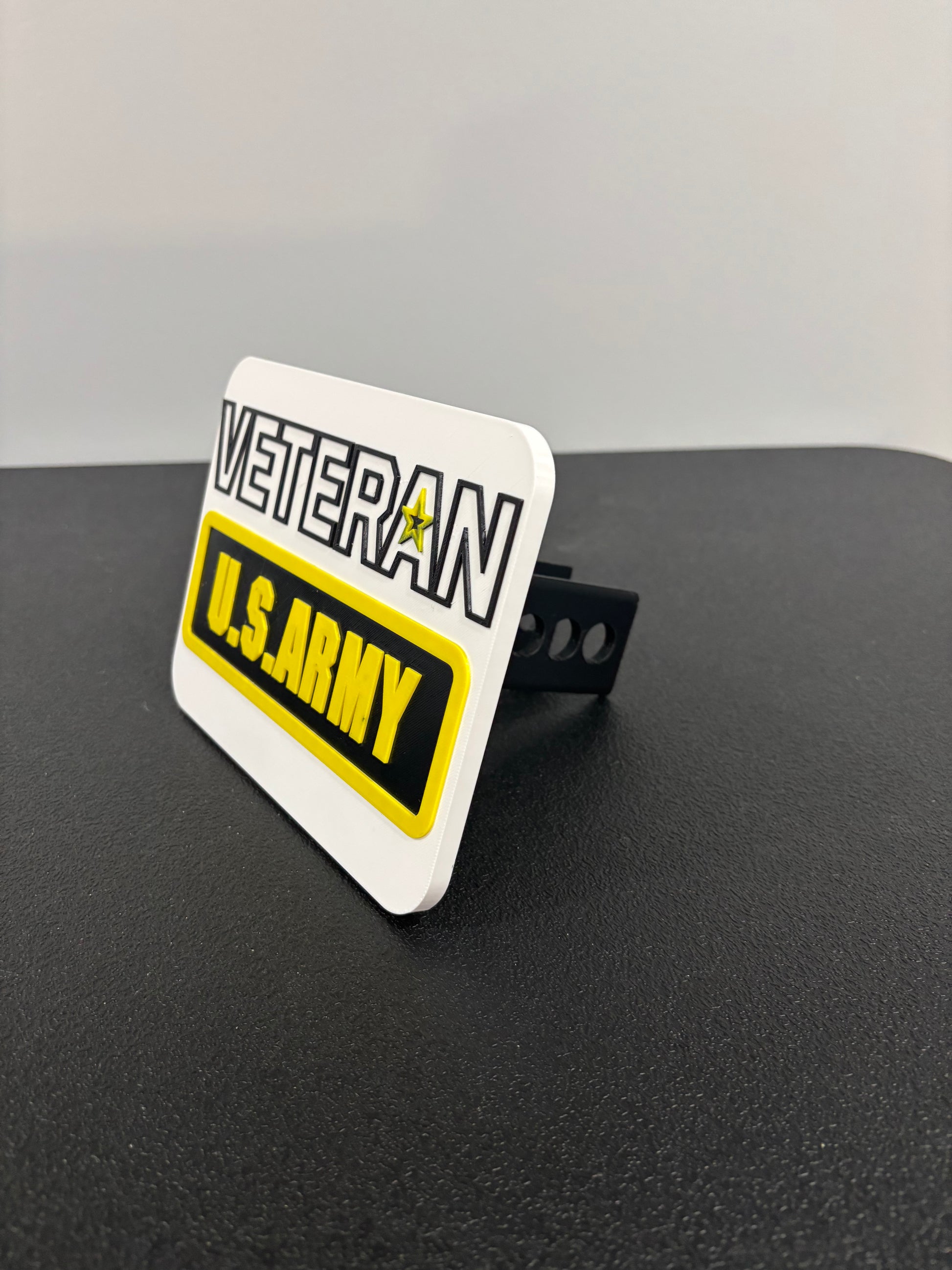 US Army Veteran Hitch Cover in White