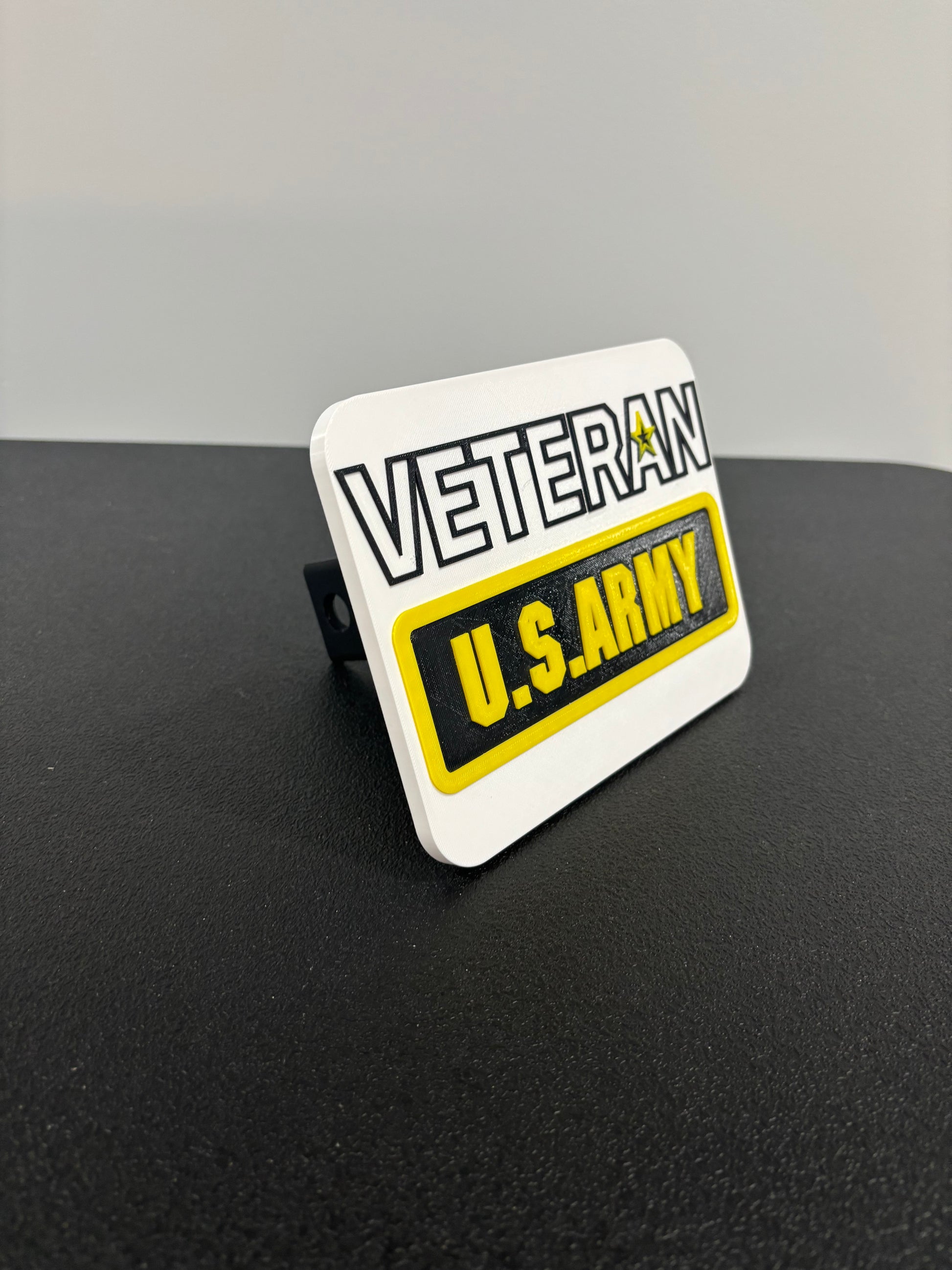 US Army Veteran Hitch Cover in White