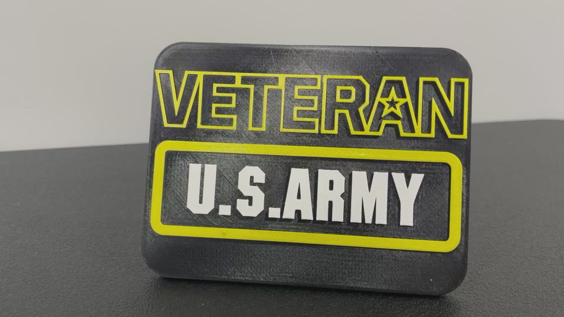 US Army Veteran in Black Hitch Cover