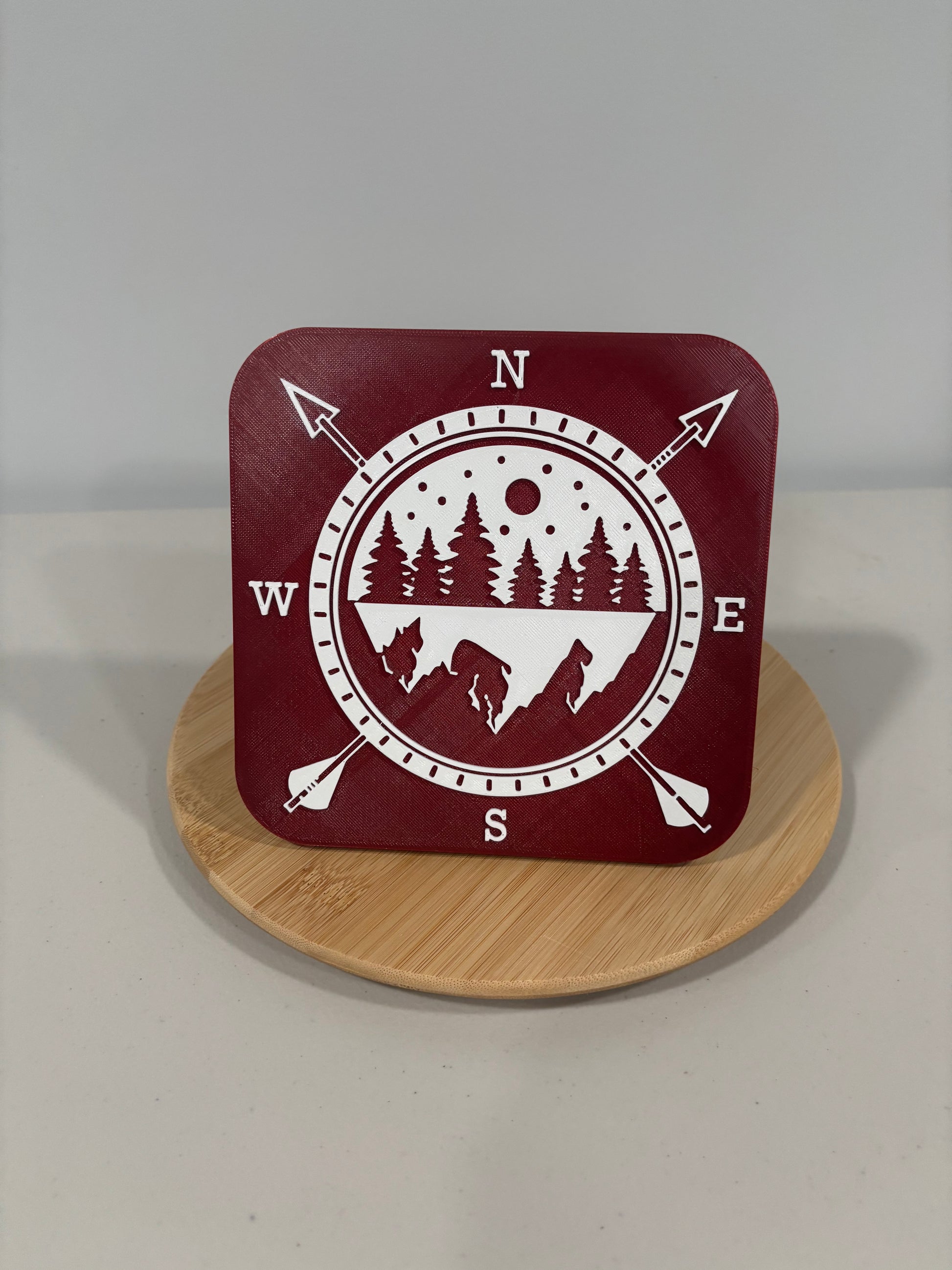 Outdoor Pine & Peak Compass in Black