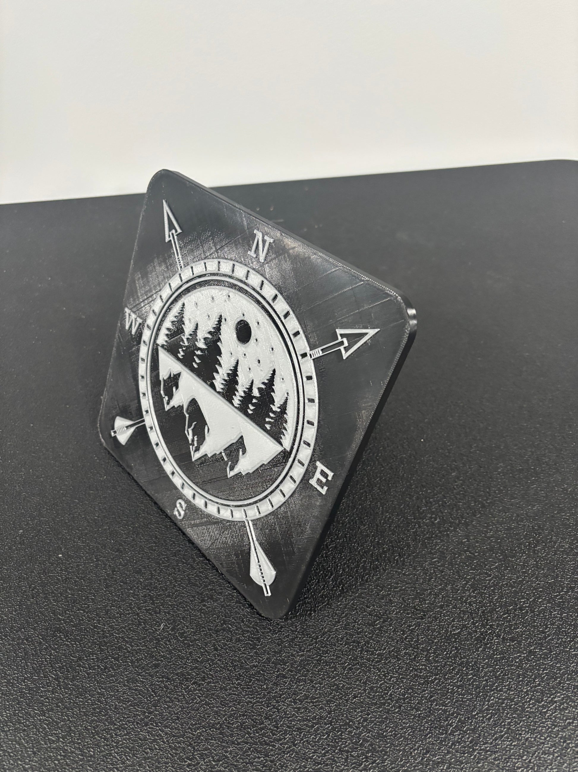 Outdoor Pine & Peak Compass in Black